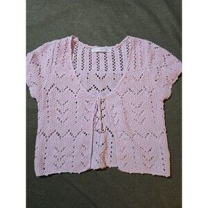 Altar'd State Baby Pink Delicate Crochet Cropped Cardigan Feminine Grandma Small